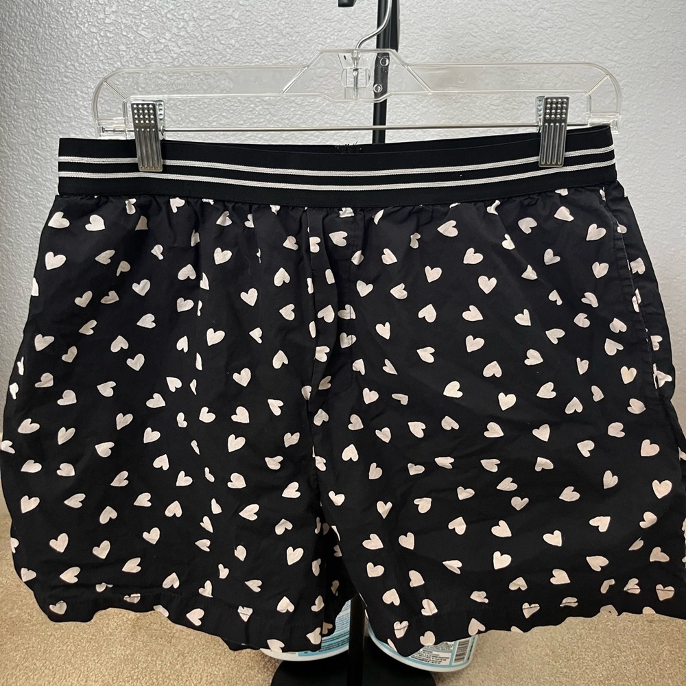 Anthropologie Black and White Shorts with Heart Print